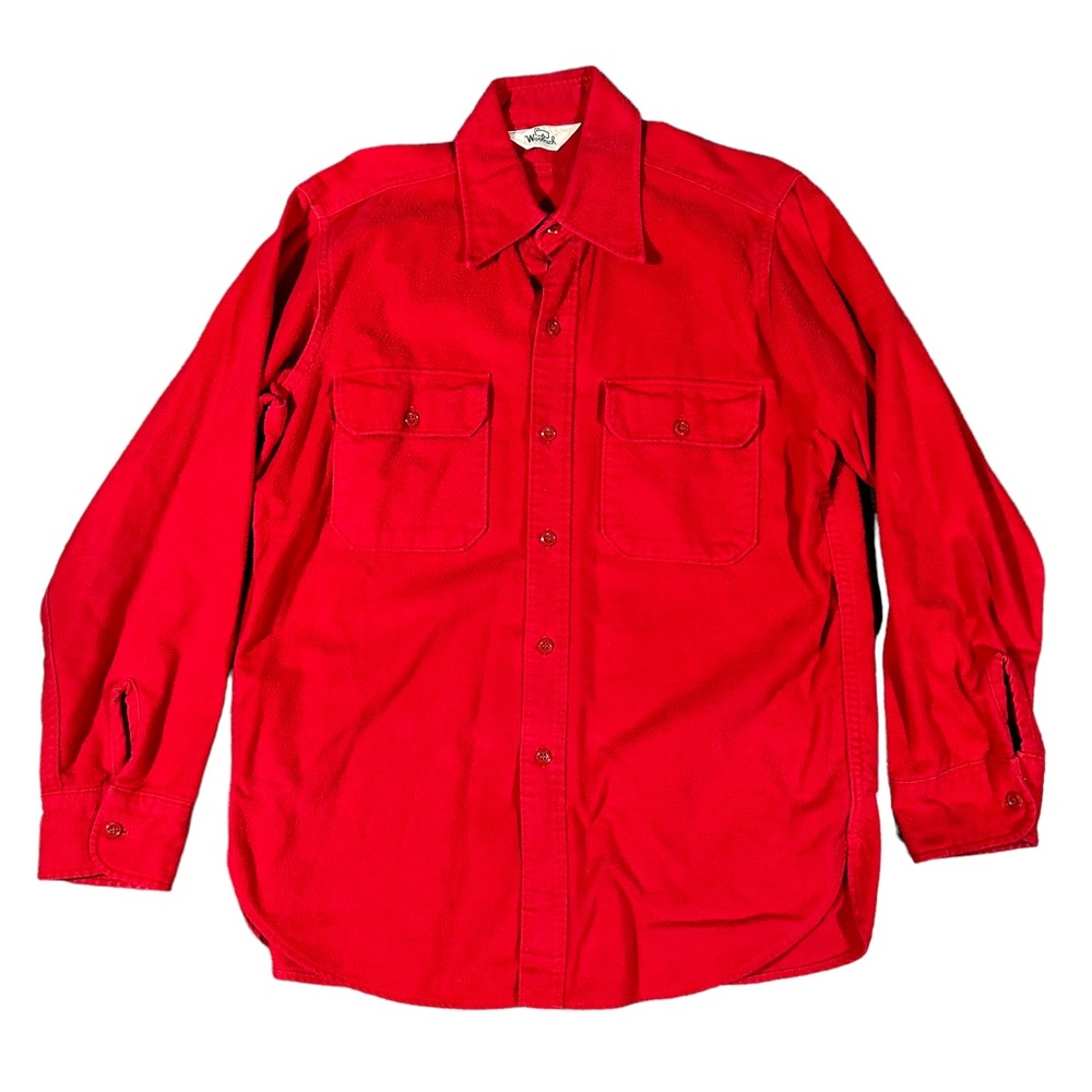 Vintage Woolrich Red Wool Button Up Flannel Shirt Size Large